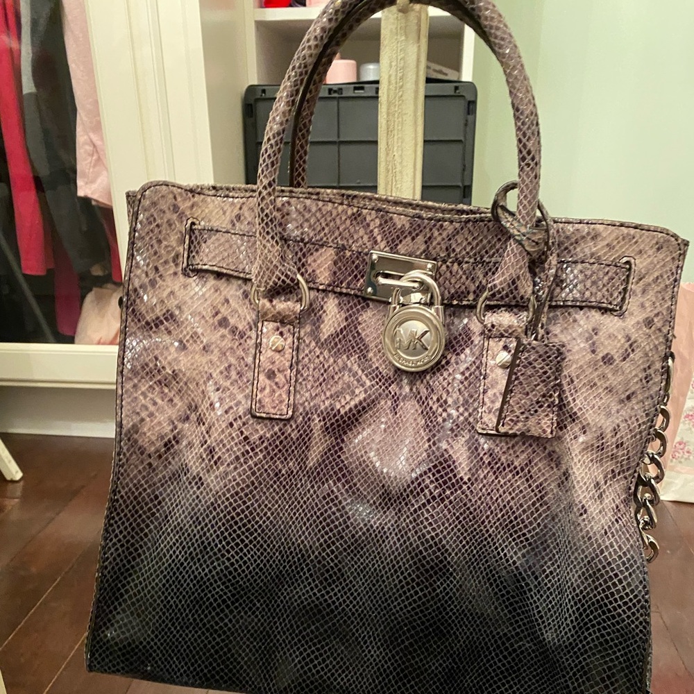 VTG Michael Michael Kors shoulder bag snake skin pattern leather Purse Handbag